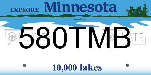 580TMB Minnesota License Plate