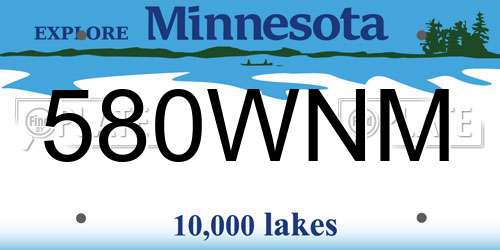 580WNM Minnesota License Plate