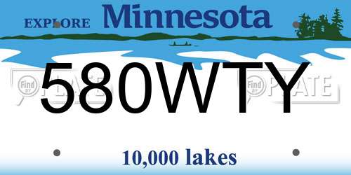 580WTY Minnesota License Plate