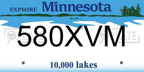 580XVM Minnesota License Plate