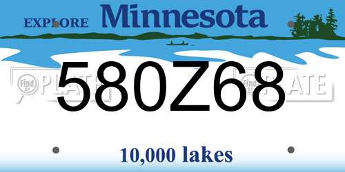 580Z68 Minnesota License Plate