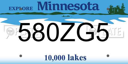 580ZG5 Minnesota License Plate
