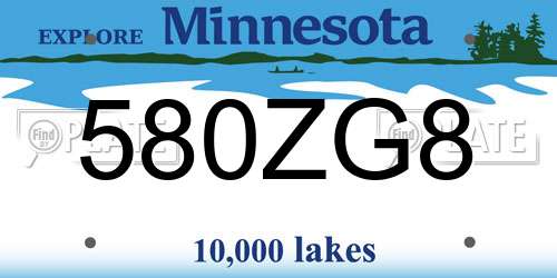 580ZG8 Minnesota License Plate