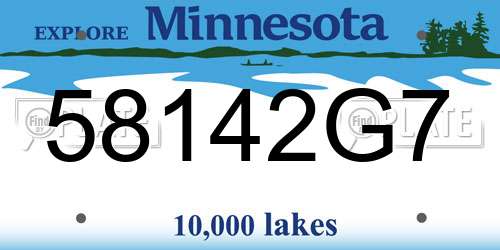 58142G7 Minnesota License Plate
