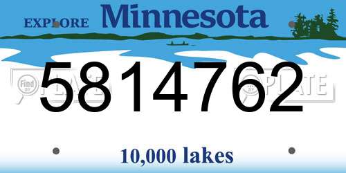 5814762 Minnesota License Plate