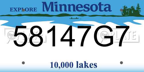 58147G7 Minnesota License Plate