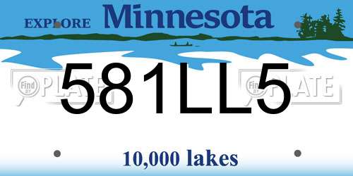 581LL5 Minnesota License Plate