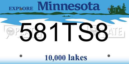 581TS8 Minnesota License Plate