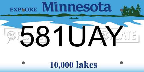 581UAY Minnesota License Plate