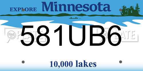 581UB6 Minnesota License Plate