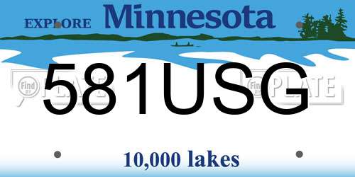 581USG Minnesota License Plate