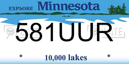 581UUR Minnesota License Plate