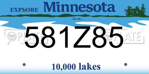 581Z85 Minnesota License Plate