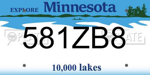 581ZB8 Minnesota License Plate