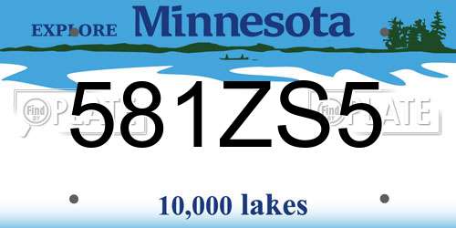 581ZS5 Minnesota License Plate
