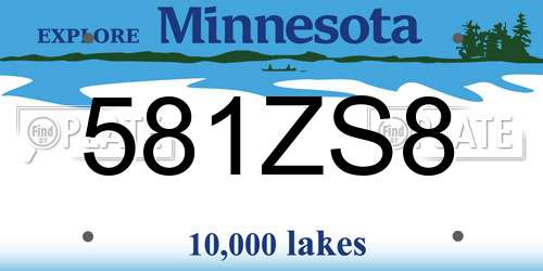 581ZS8 Minnesota License Plate