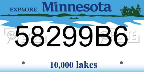 58299B6 Minnesota License Plate