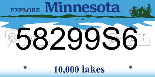 58299S6 Minnesota License Plate