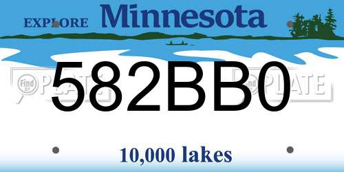 582BB0 Minnesota License Plate