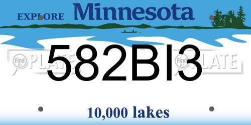 582BI3 Minnesota License Plate