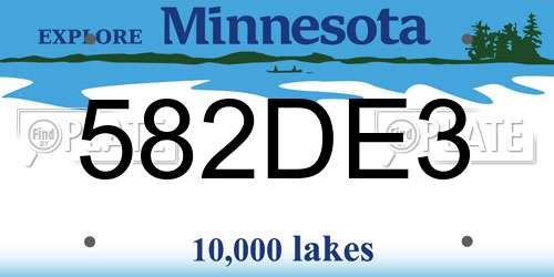 582DE3 Minnesota License Plate