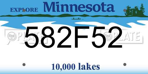 582F52 Minnesota License Plate