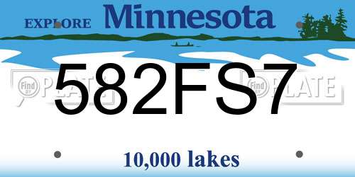 582FS7 Minnesota License Plate