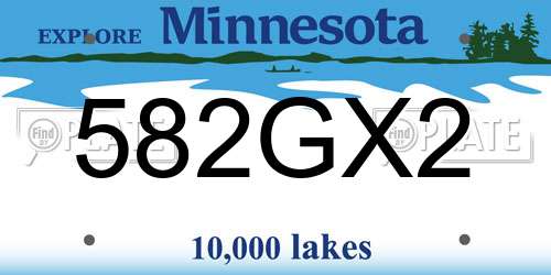 582GX2 Minnesota License Plate
