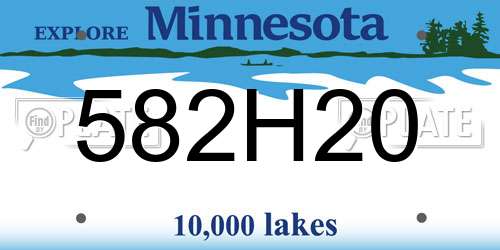 582H20 Minnesota License Plate