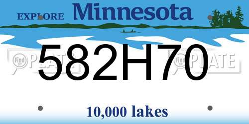 582H70 Minnesota License Plate