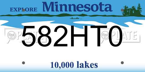 582HT0 Minnesota License Plate