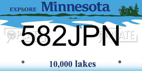 582JPN Minnesota License Plate