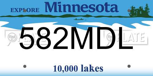 582MDL Minnesota License Plate