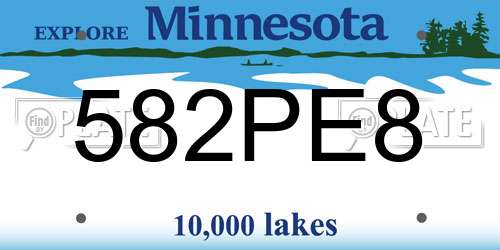 582PE8 Minnesota License Plate