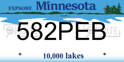 582PEB Minnesota License Plate