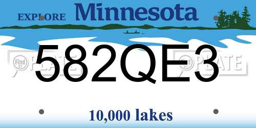 582QE3 Minnesota License Plate
