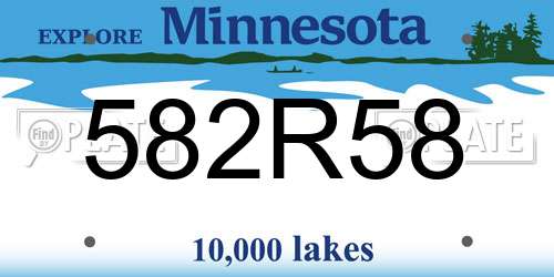 582R58 Minnesota License Plate