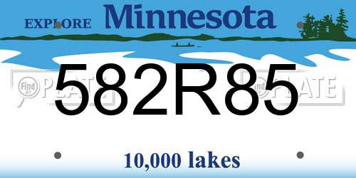 582R85 Minnesota License Plate