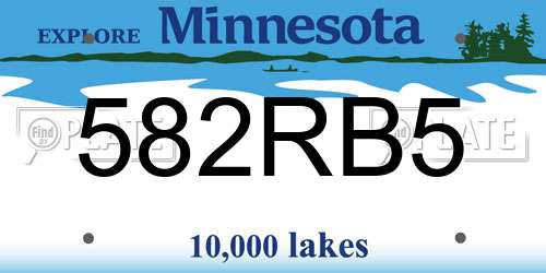 582RB5 Minnesota License Plate