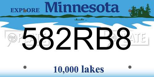 582RB8 Minnesota License Plate