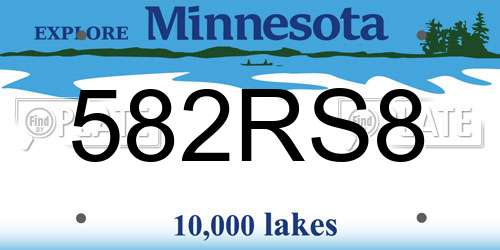 582RS8 Minnesota License Plate