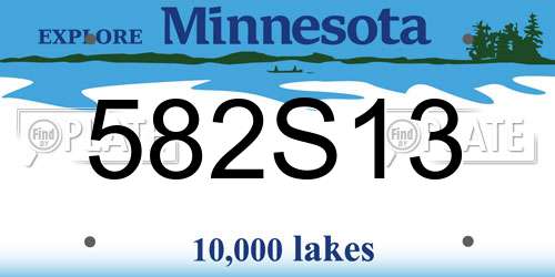 582S13 Minnesota License Plate