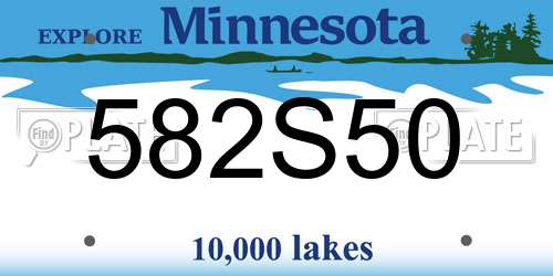 582S50 Minnesota License Plate