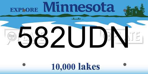 582UDN Minnesota License Plate