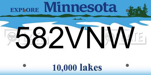 582VNW Minnesota License Plate
