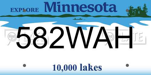 582WAH Minnesota License Plate