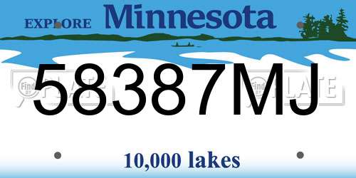 58387MJ Minnesota License Plate