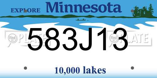583J13 Minnesota License Plate