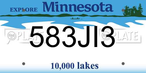 583JI3 Minnesota License Plate