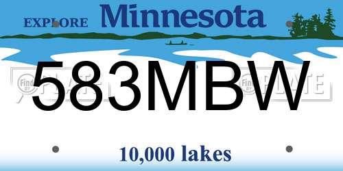 583MBW Minnesota License Plate